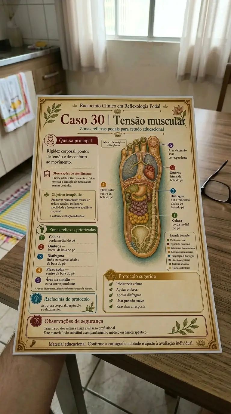 Página do caso 30 sobre tensão muscular em Reflexologia Podal